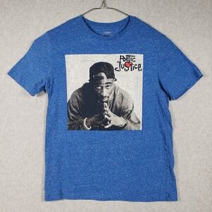Men's Hybrid Poetic Justice Tupac Shakur Graphic T Shirt Size M Blue